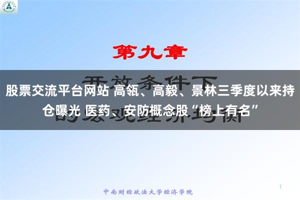 股票交流平台网站 高瓴、高毅、景林三季度以来持仓曝光 医药、安防概念股“榜上有名”